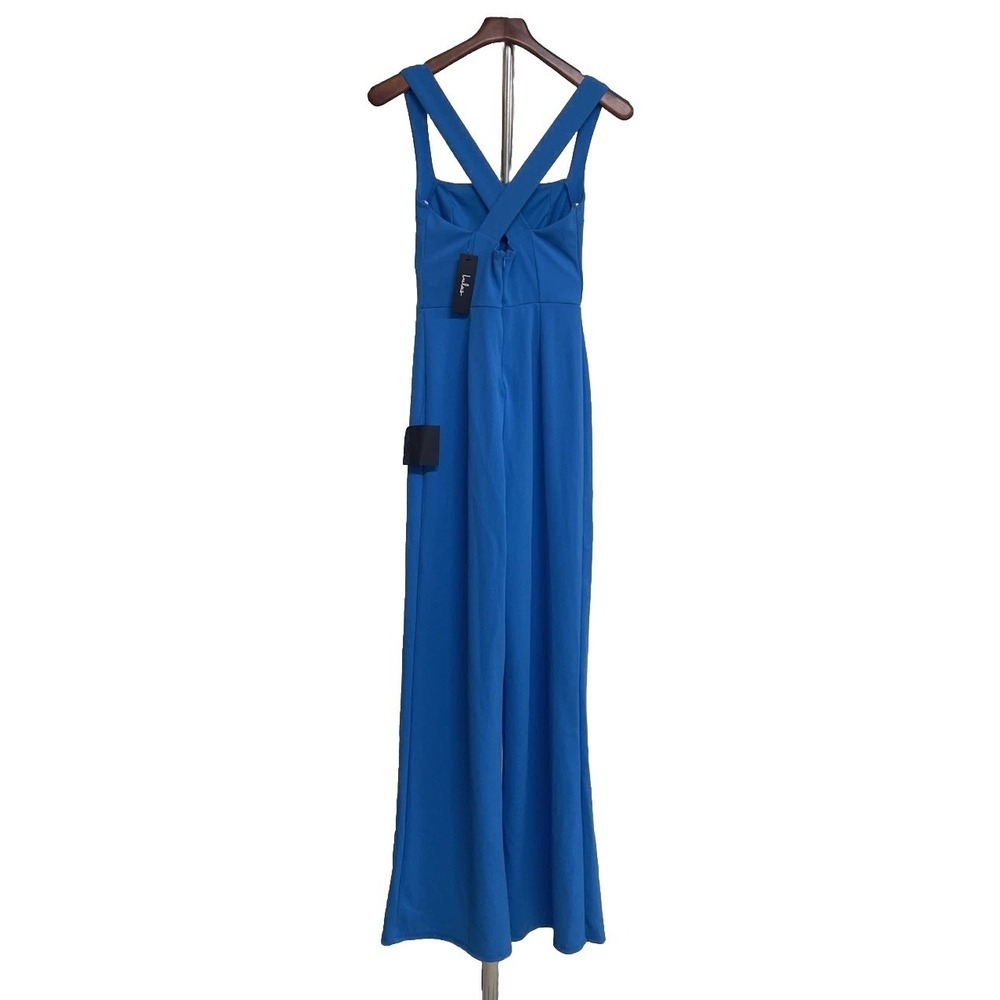 NWT Lulus Glamorous Dedication Blue Wide Leg Square Neck Jumpsuit Women's Small - Picture 7 of 13